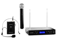 IT KK2 2 csatornás VHF vezeték nélküli mikrofon szett vevővel,  kézi mikrofonnal, headset mikrofonnal