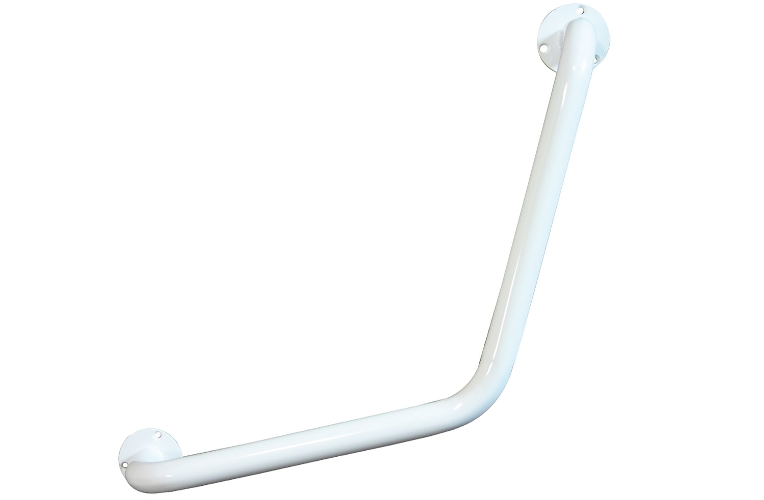 White powder coated angled grab bars