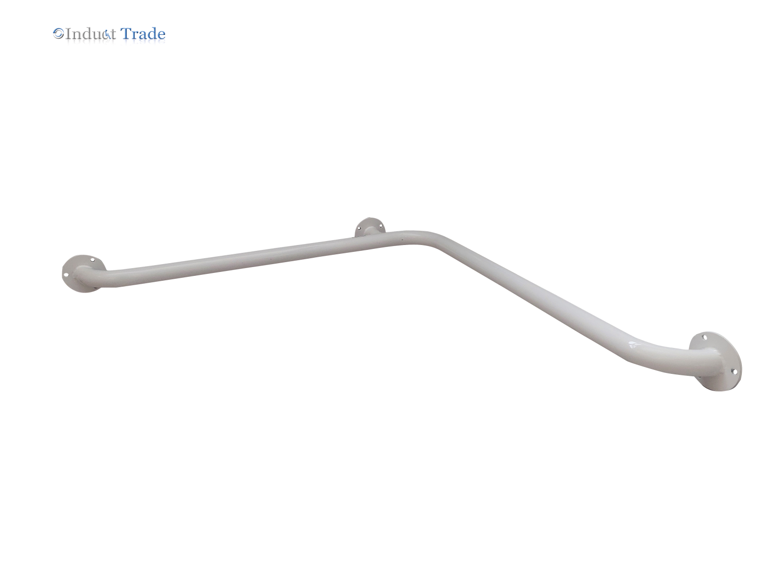 White powder coated horizontal corner grab bars