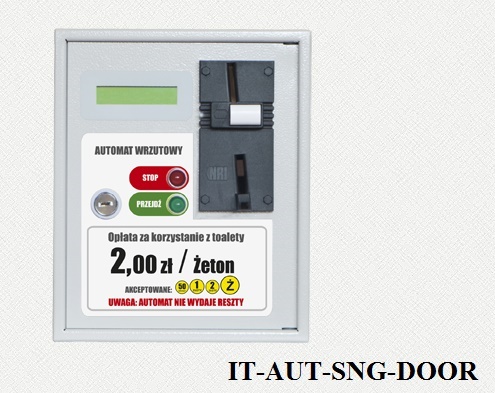 IT-AUT-SNG-DOOR Érmével vagy zsetonnal működtethető ajtónyitó automata